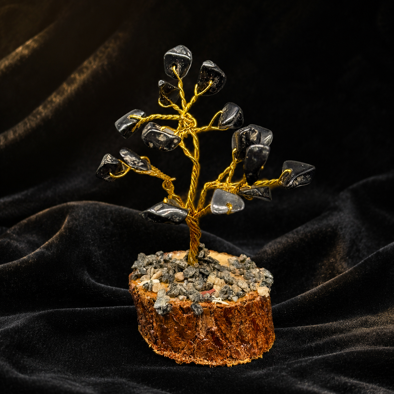 3-Inch Black Tourmaline Crystal Tree for Protection and Grounding with Lab Report | GemKrishna