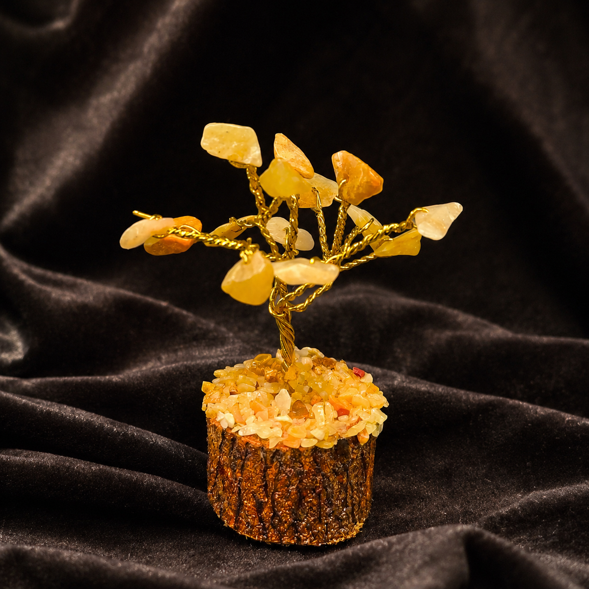 3-Inch Yellow Aventurine Crystal Tree for Confidence and Prosperity with Lab Report | GemKrishna