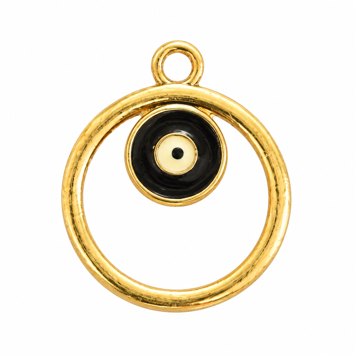 Gold Ring Black Evil Eye Charm