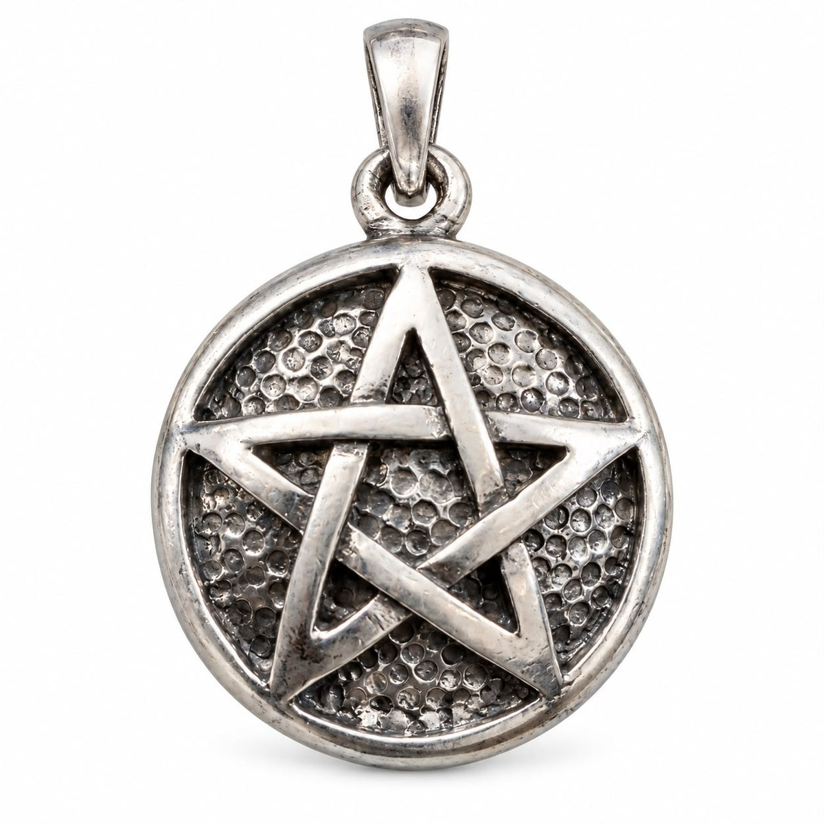 Pentagram Pendant – 925 Sterling Silver, Oxidised Hammered Finish (5.06 Gram)