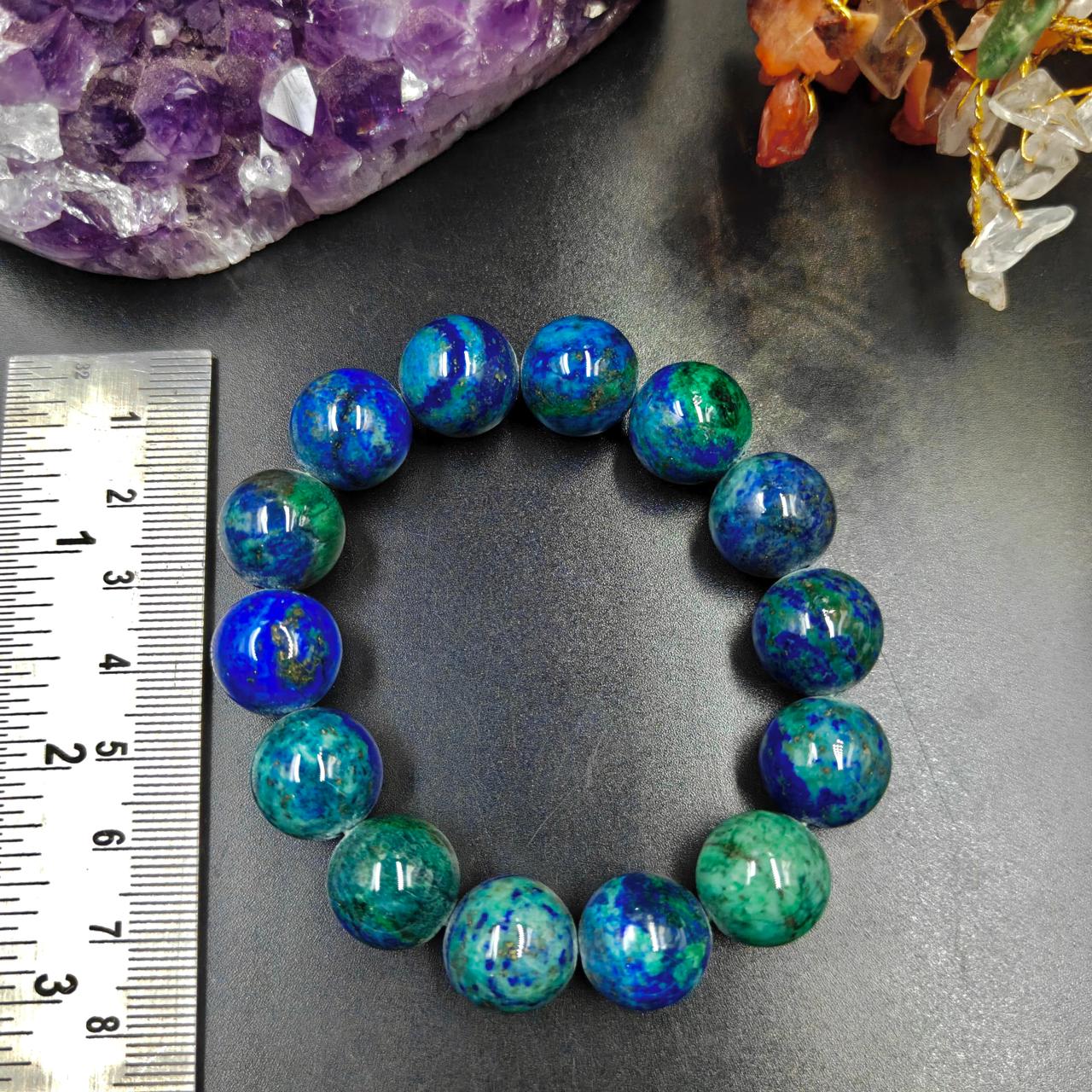 AAA Azurite Malachite Bracelet (Azurmalachite) with Lab Report | GemKrishna