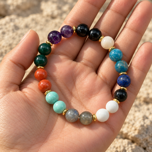 Calm, Focus & Protection Gemstone Bracelet – 10mm | Lab Certified