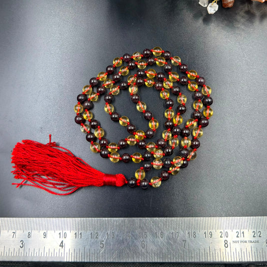 Garnet 8mm & Citrine 8mm Jaap Mala (Abundance & Personal Power)