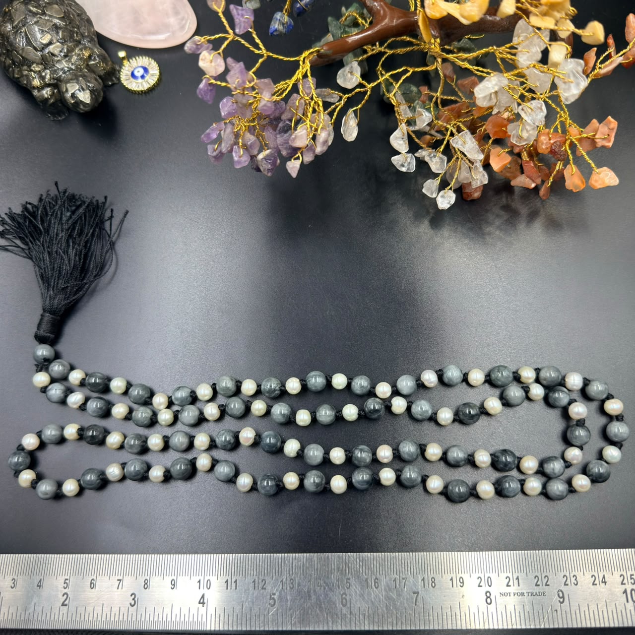 Cat’s Eye 8mm & Pearl 6mm Jaap Mala (Protection & Calmness)