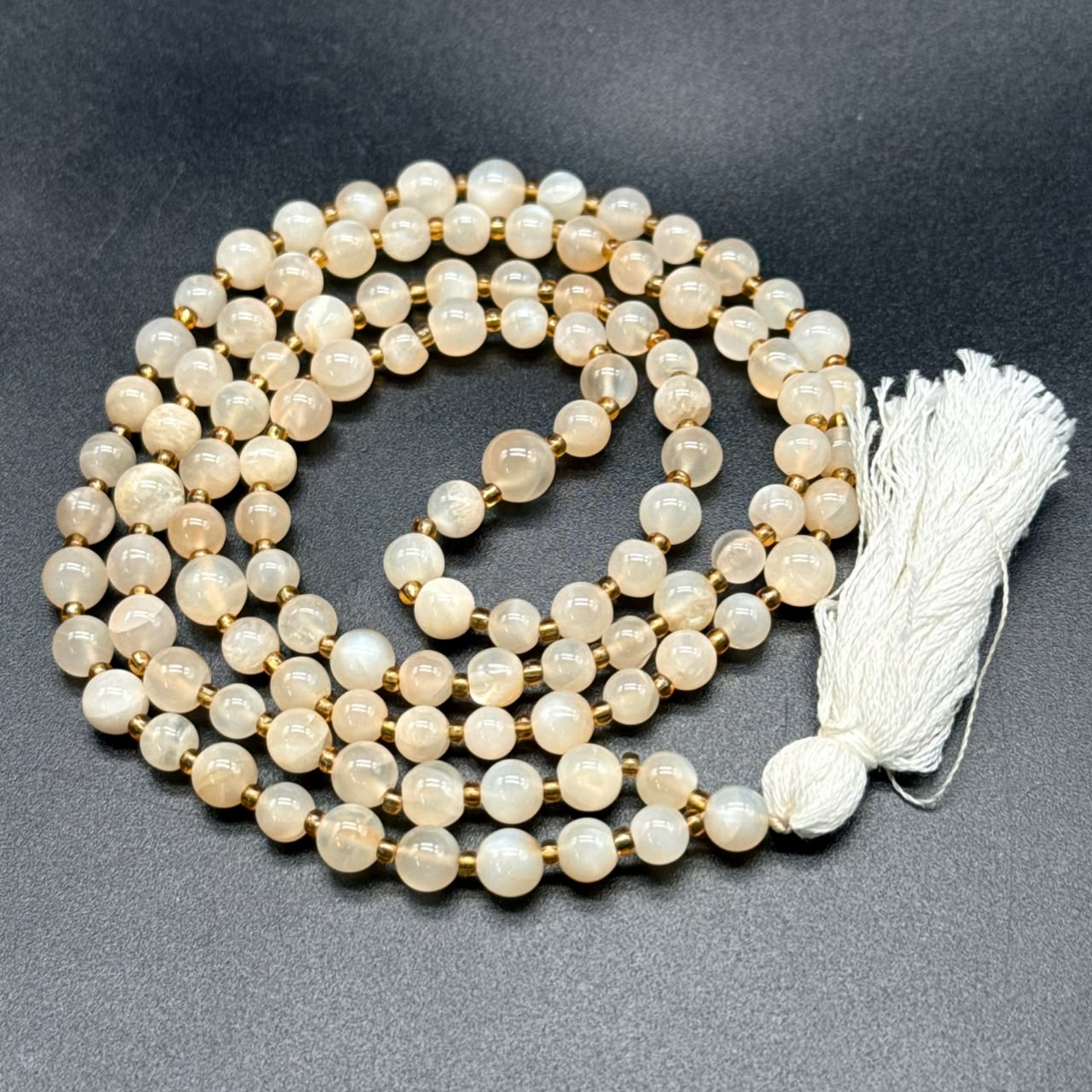 Peach Moonstone Jaap Mala (Emotional Balance & New Beginnings)
