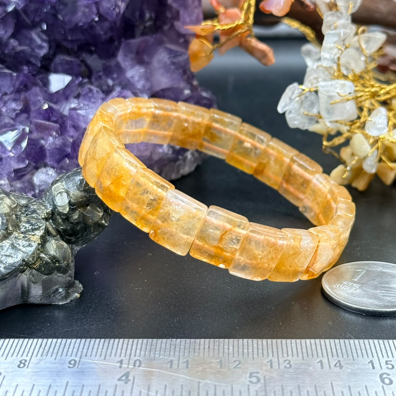 Citrine Square Bead Bracelet (Abundance & Confidence)