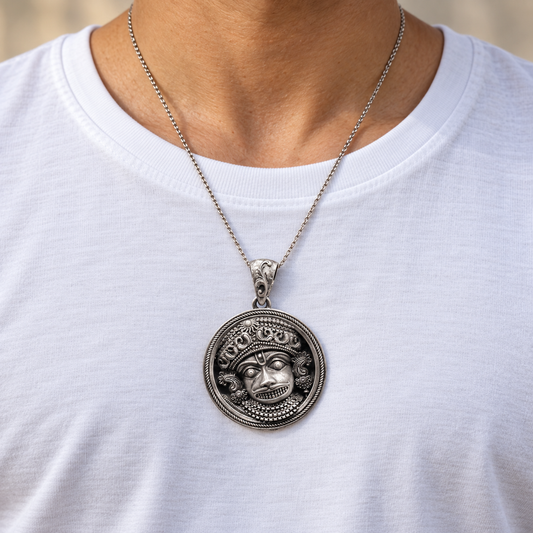 925 Silver Sarangpur Hanuman Mukharvind Pendant – 11 g (Strength & Protection)