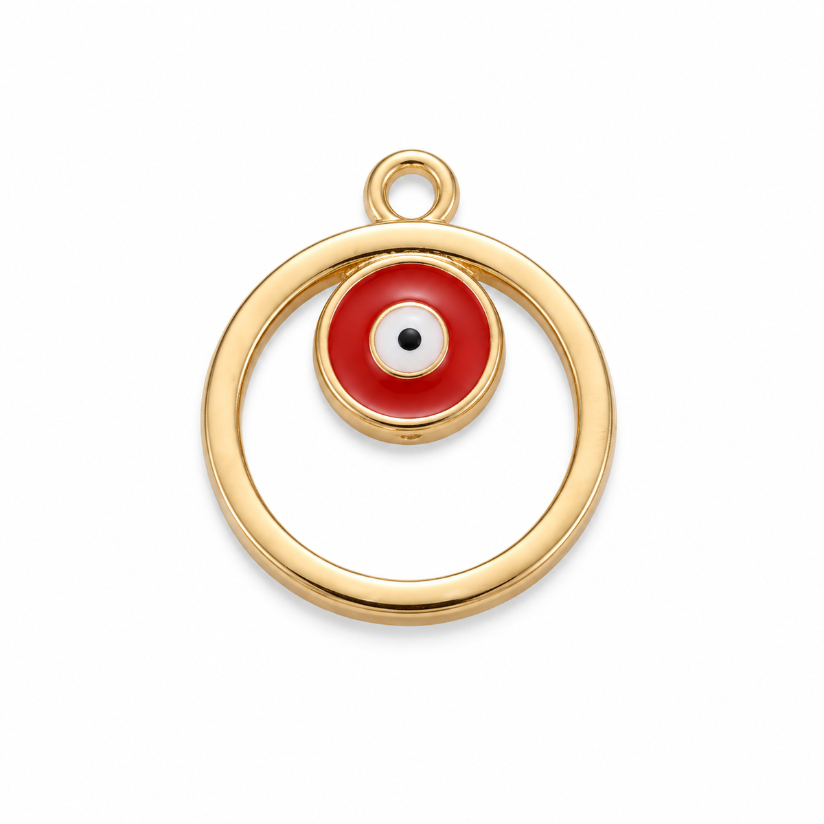 Gold Ring Red Evil Eye Charm