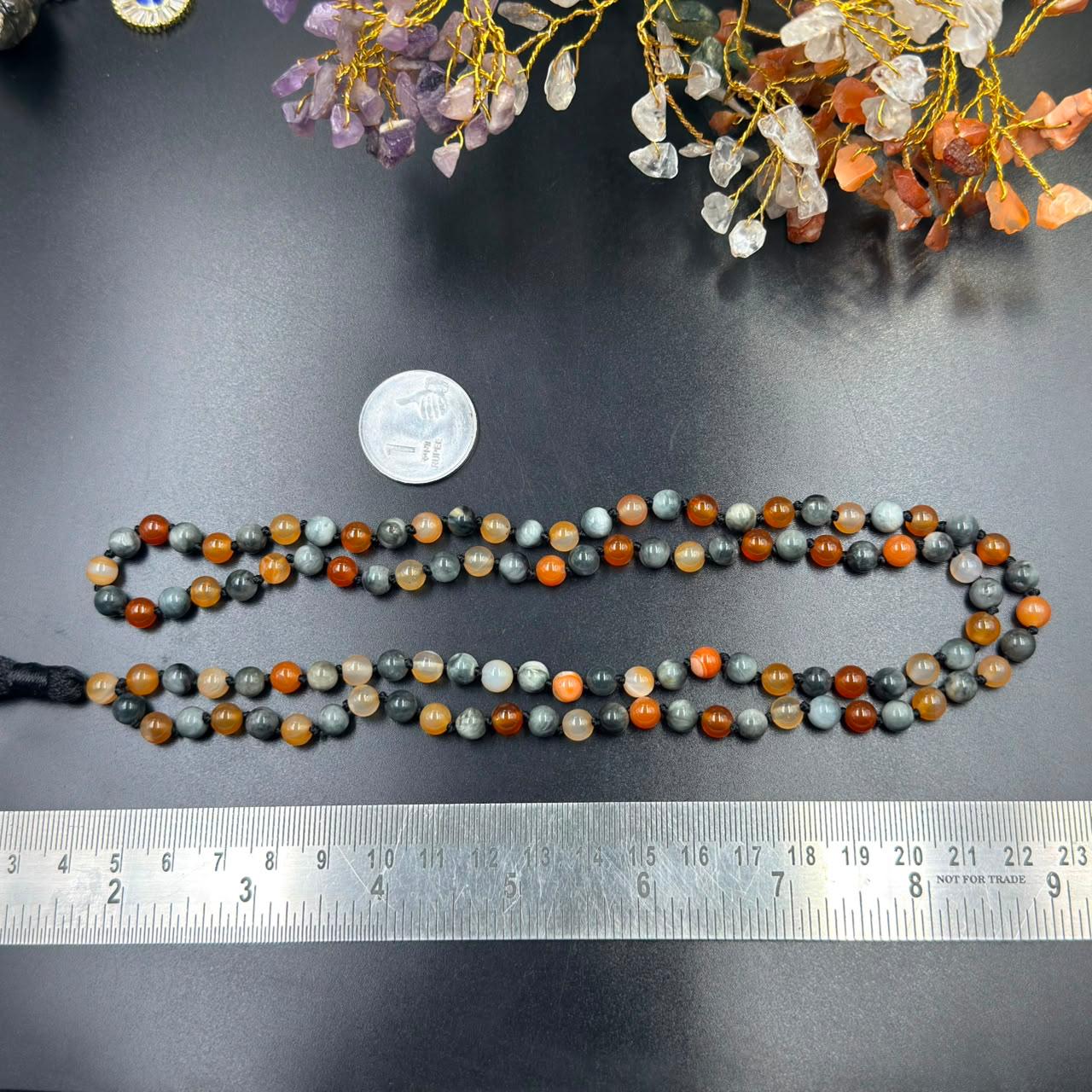 Protection & Courage Jaap Mala (8mm Carnelian & Cat's Eye)