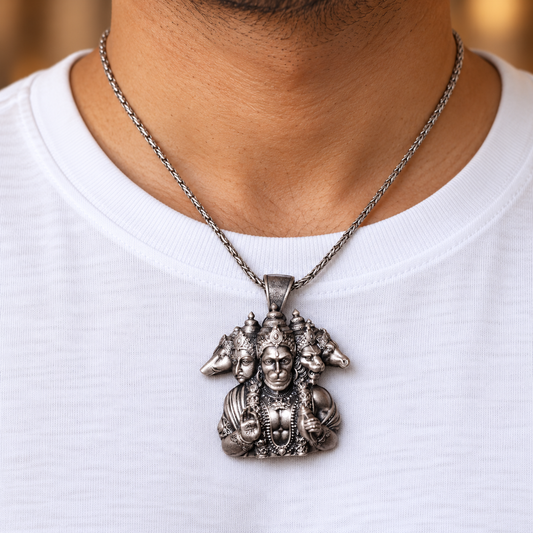 925 Silver Panchmukhi Hanuman Pendant – 12 g (Protection & Courage)