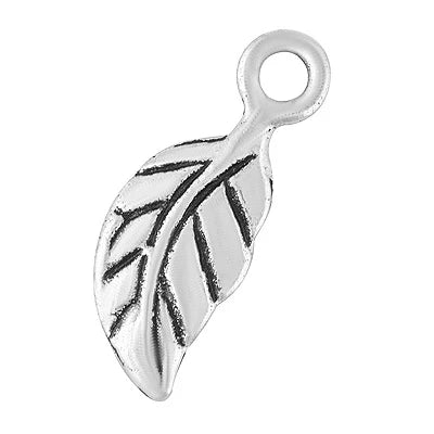 Oxidised 925 Sterling Silver Leaf Charm – 16x6mm 0.59g