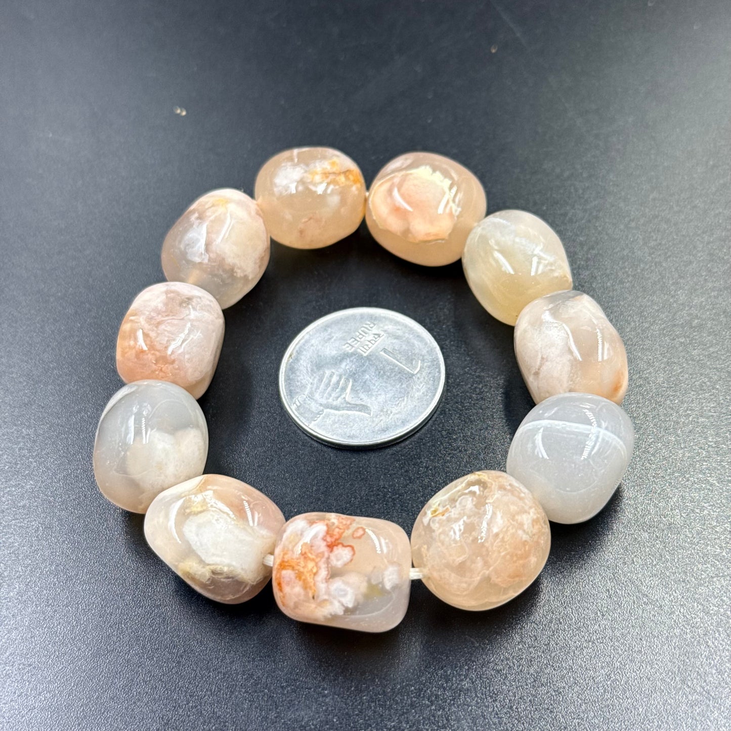Flower Agate Tumble Bracelet for Growth, Calm & Blooming
