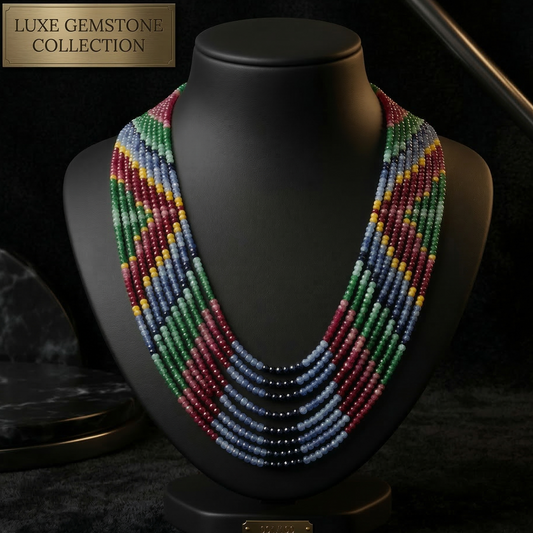 Multi Mala Semi Precious Gemstone Beads Mala 9 lines