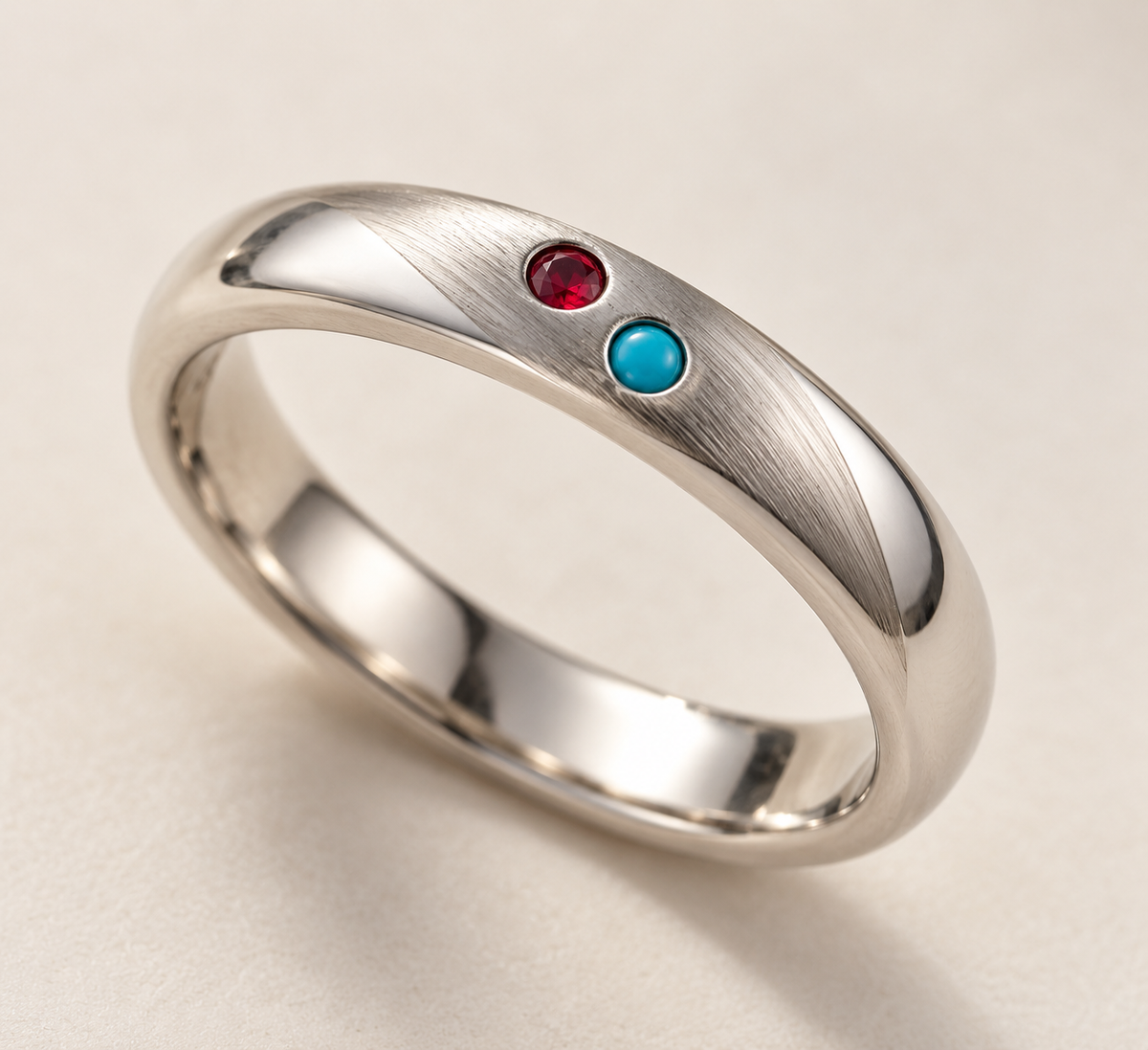 925 Silver Ruby and Turquoise Ring