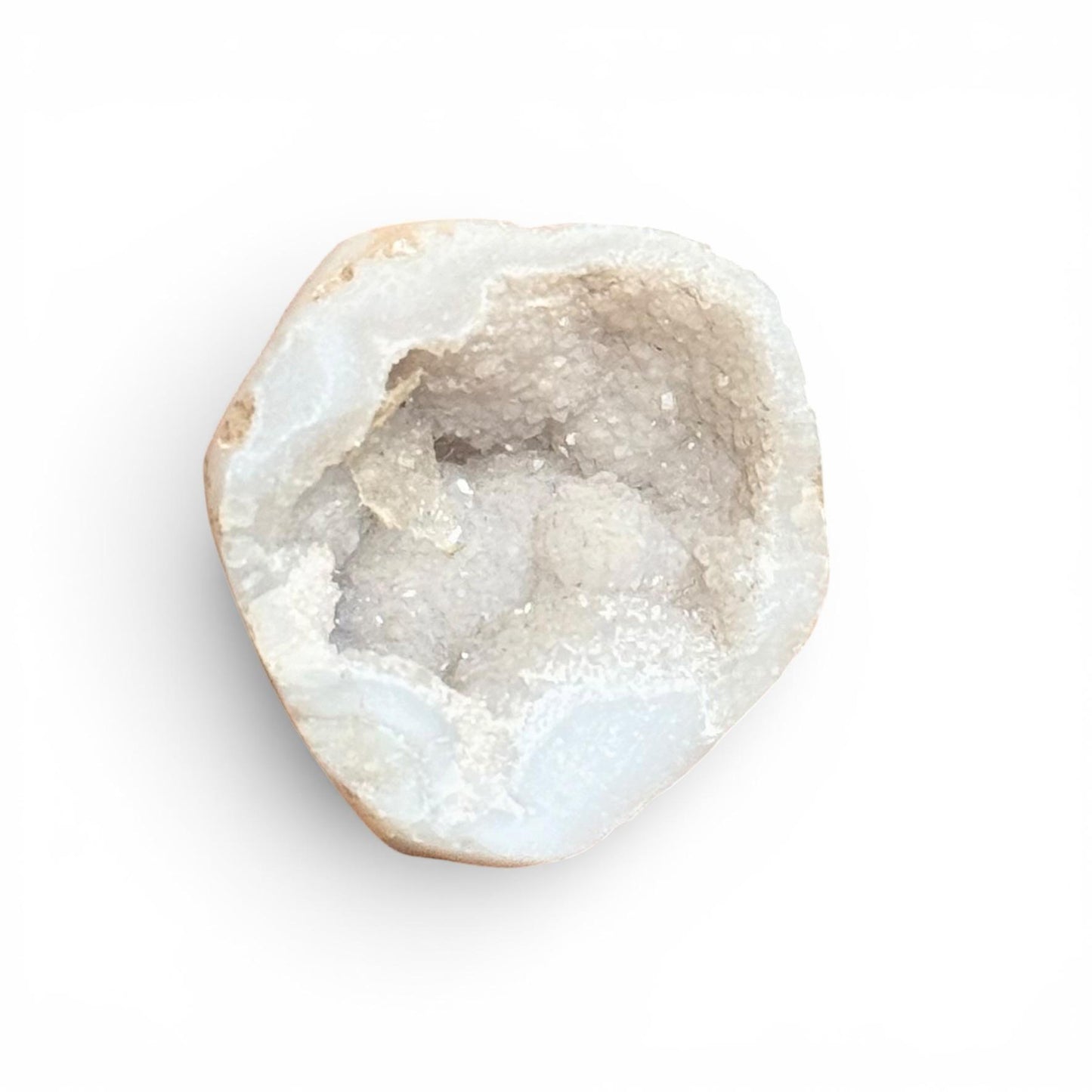 White Druzy Agate Geode (Small) – Raw Crystal Cluster (Protection and Positive Energy)