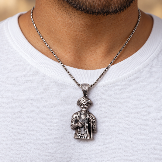 925 Silver Jalaram Bapa Pendant – 11 g (Seva & Devotion)