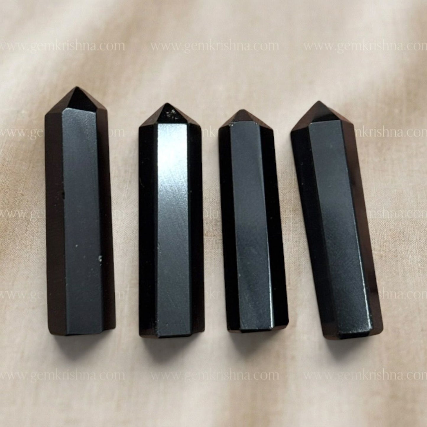 Black Tourmaline Pencil Tower Wand 3–4 Inch (Protection and Grounding)
