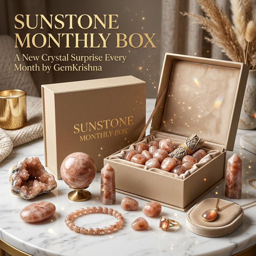 Sunstone Monthly Box – Receive Crystal Gifts Every Month (Confidence & Joy)