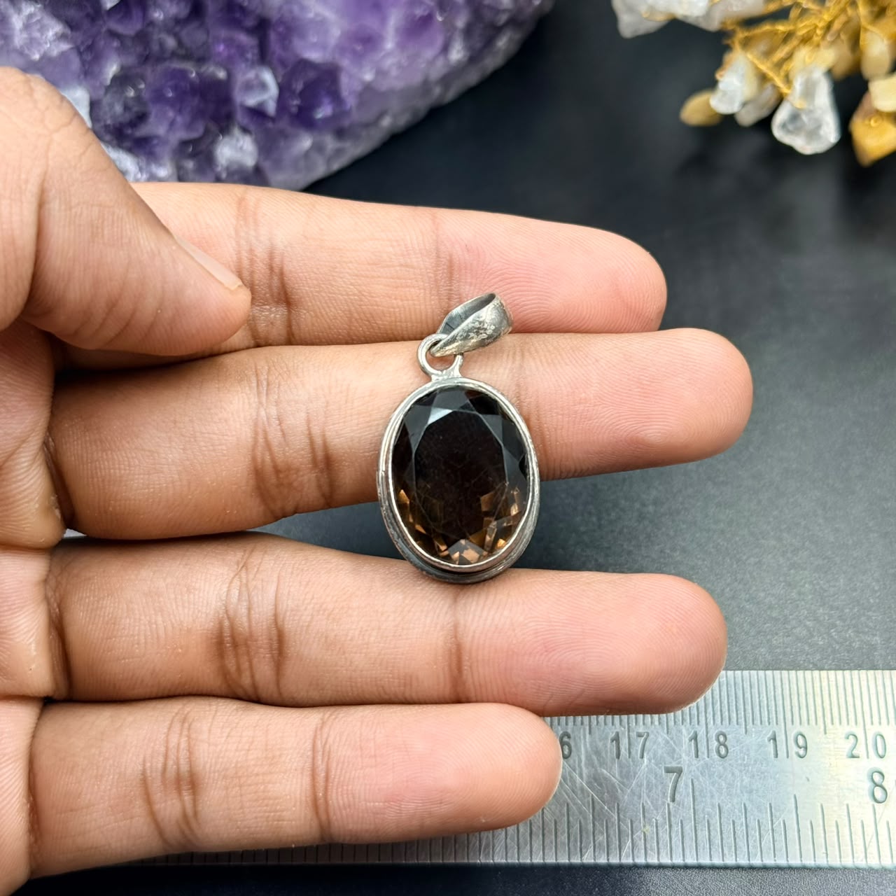 Smoky Quartz 925 Silver Locket (Protection & Grounding)