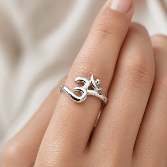 2.04 Gram 925 Silver Om Ring (Spiritual Awareness, Peace & Positive Energy)