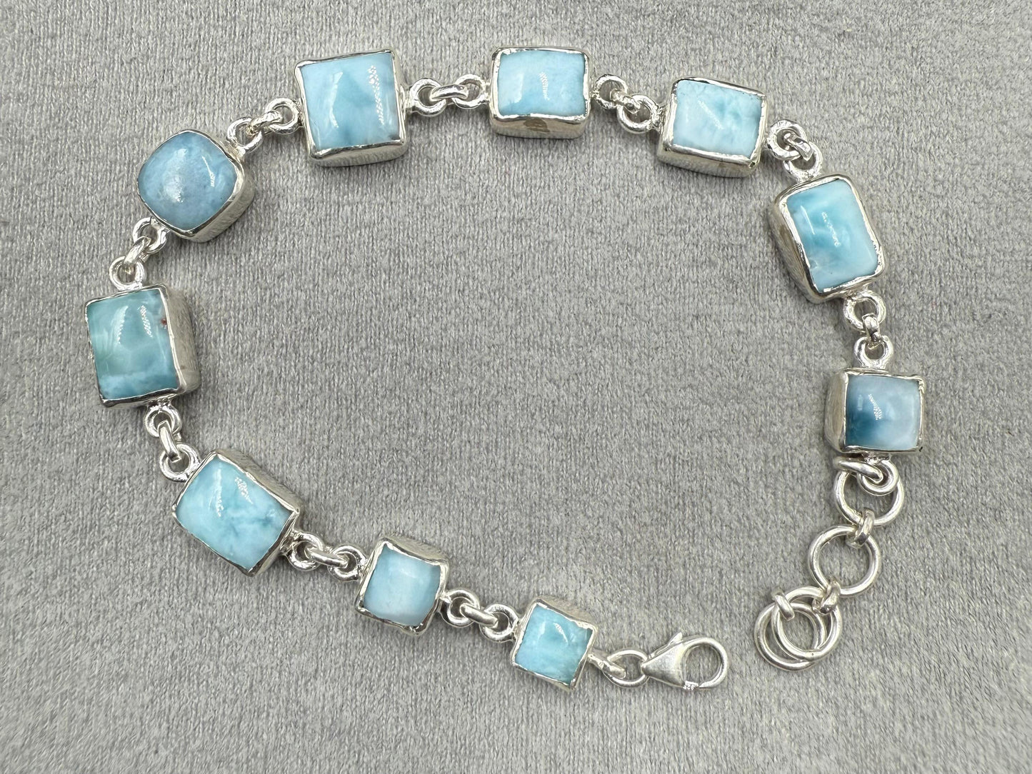 Natural Larimar Silver Bracelet 16.89 gram