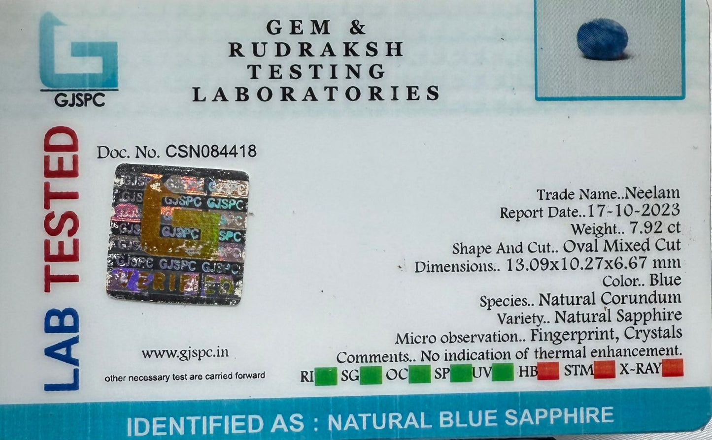 Natural Blue Sapphire Rectangular Mixed Cut 7.92 carat
