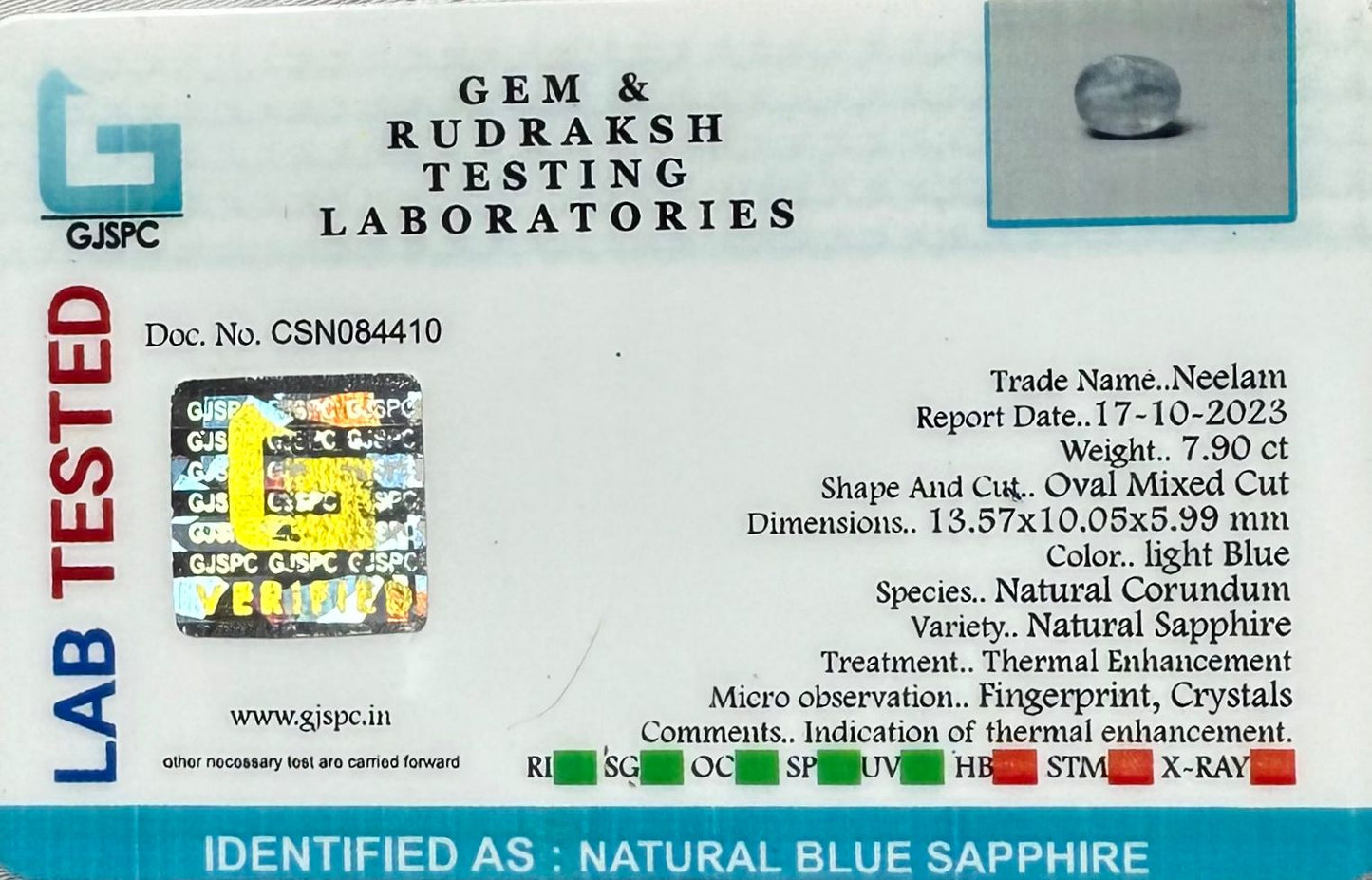 Natural Blue Sapphire Cushion Oval Mixed Cut 7.90 carat