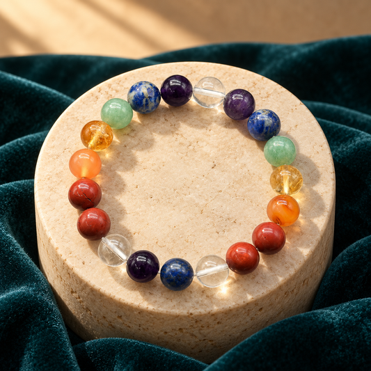 Confidence, Growth & Harmony Bracelet – 7 Natural Gemstones, 10mm with GJSPC Lab Report | GemKrishna
