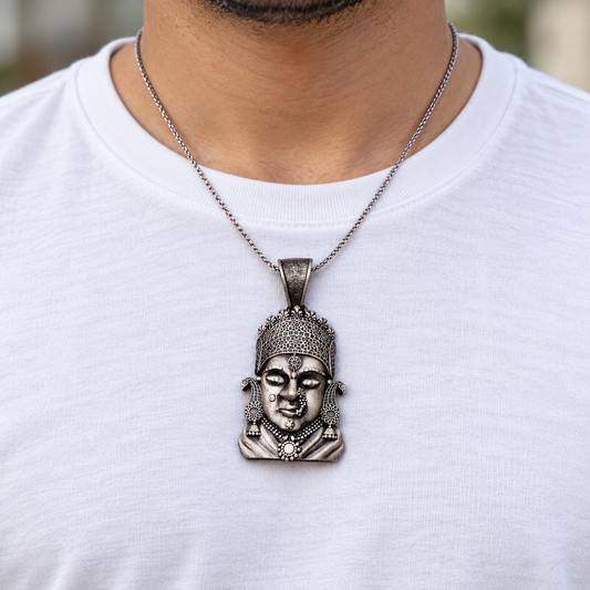925 Silver Tulja Bhavani Mata Pendant – 8 g (Protection & Strength)