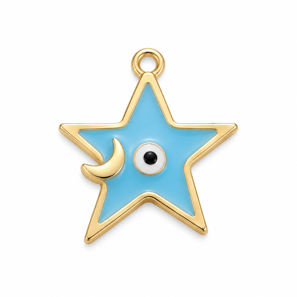 Sky Blue Star Moon Evil Eye Charm