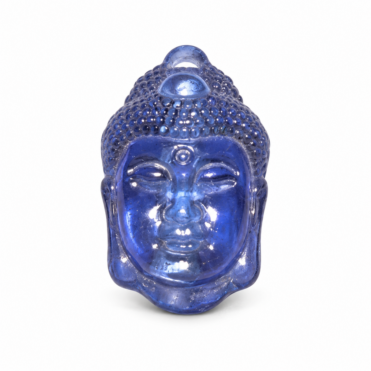 Blue Buddha Head Charm – Translucent Buddha Face Spiritual Meditation Pendant