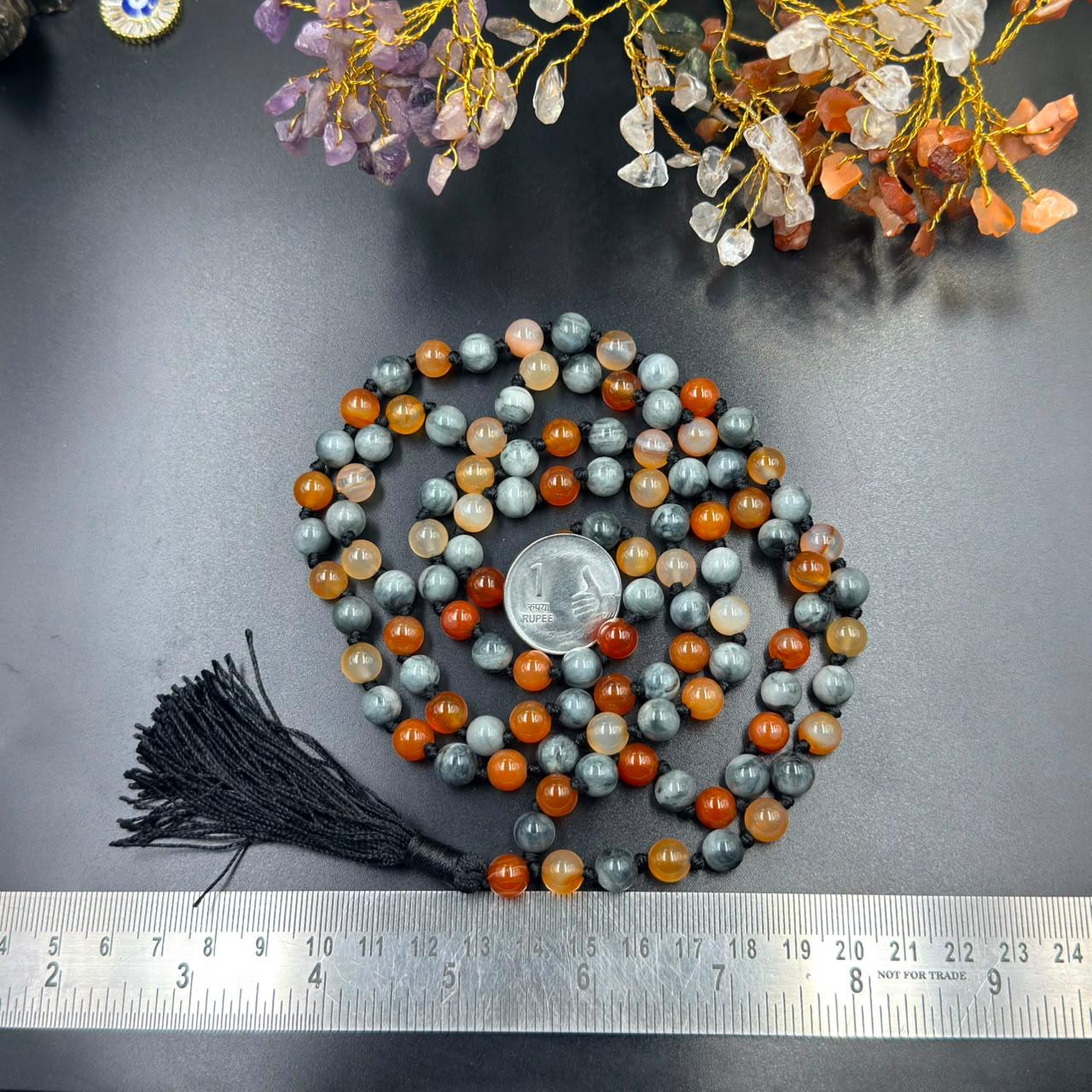 Confidence & Protection Jaap Mala (6mm Carnelian & Cat's Eye)