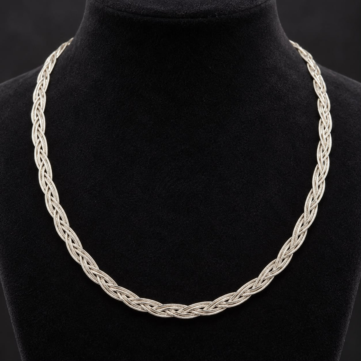 Italian Braided Hasli Necklace in 925 Sterling Silver – 20 Gram Twisted Plait Chain | SILVY by Poonam Gupta