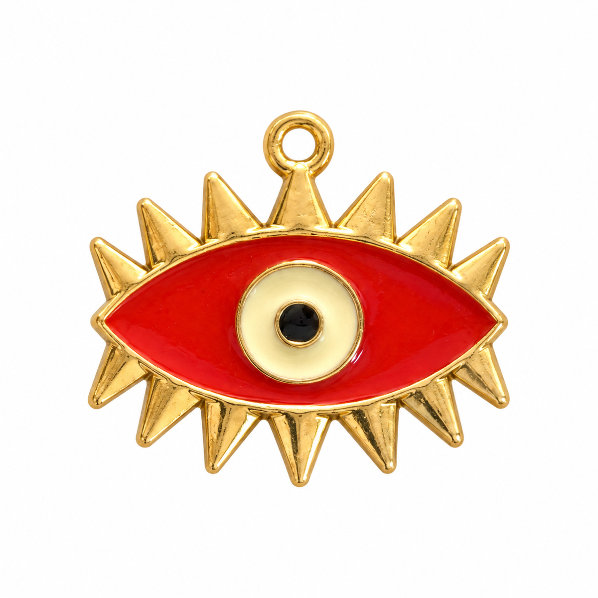 Red Sunburst Evil Eye Charm
