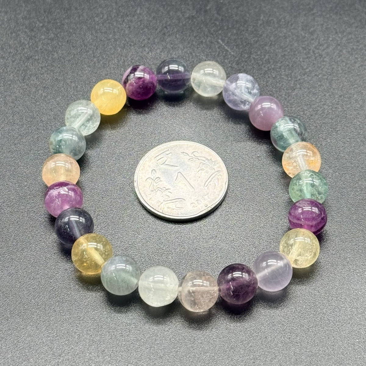 Natural AAA rainbow fluorite bead bracelet from GemKrishna