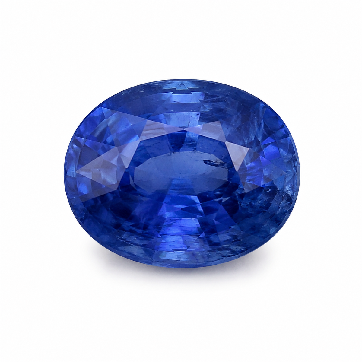 An octagonal brilliant-cut blue gemstone, likely a sapphire, shown against a solid white background.