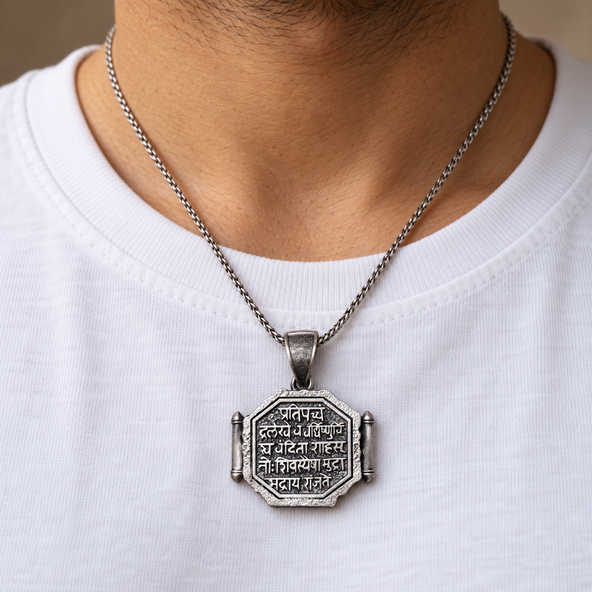 925 Silver Shivaji Maharaj Rajmudra Pendant – 10 g (Pride & Courage)
