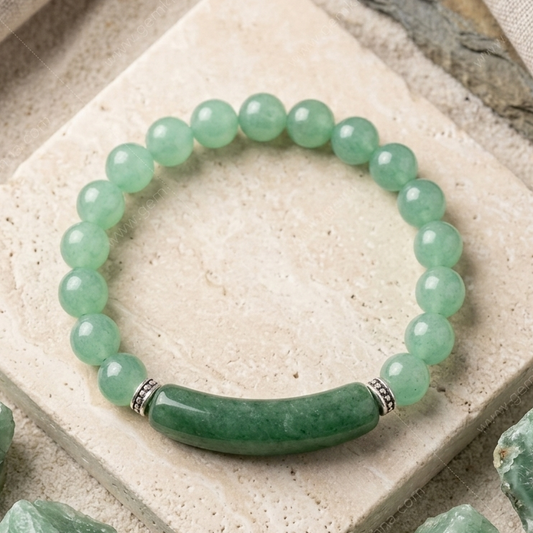 Natural Green Aventurine AAA quality gemstone bracelet with polished beads