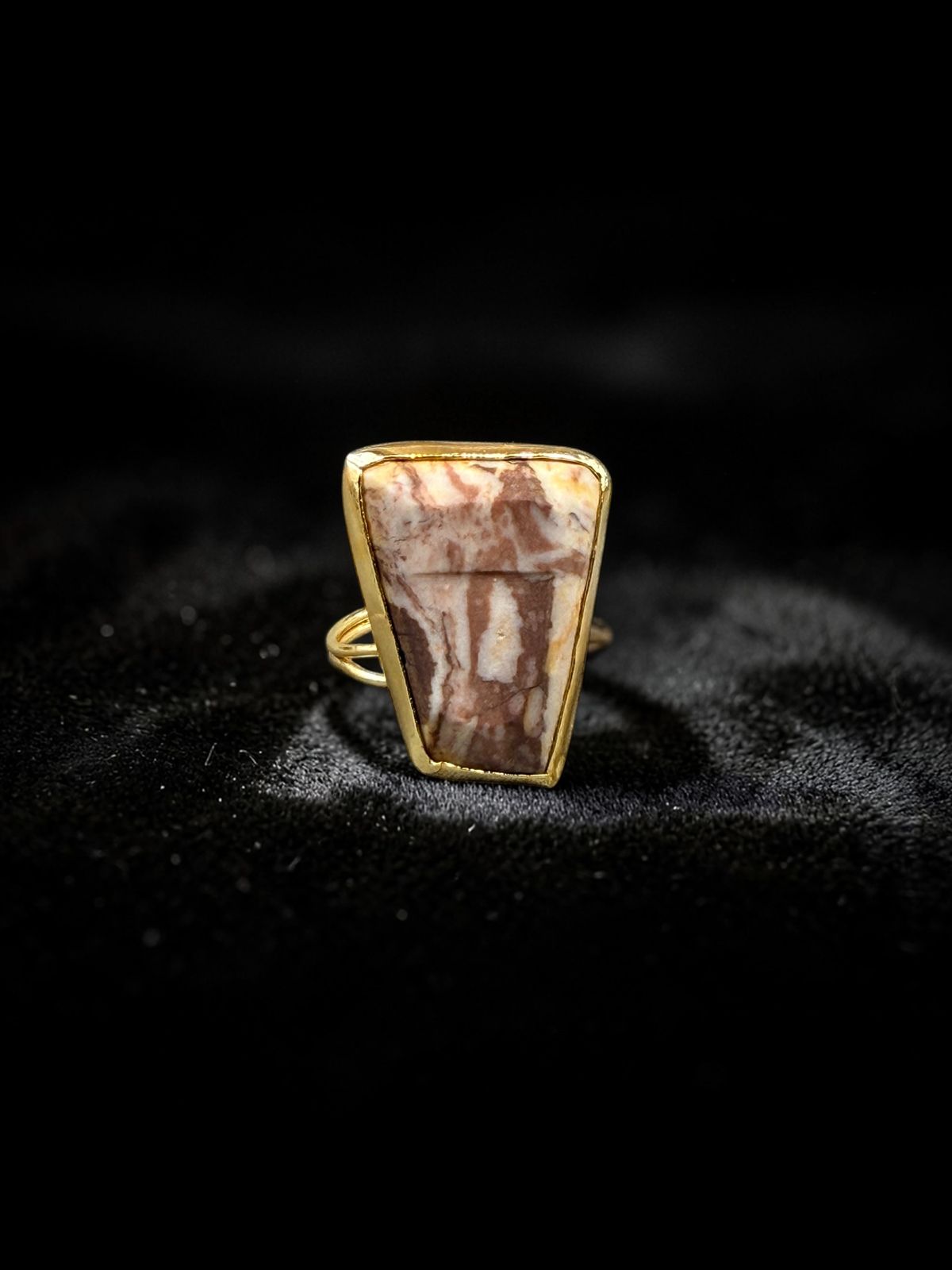 Natural Rhodonite Rough Metal Ring