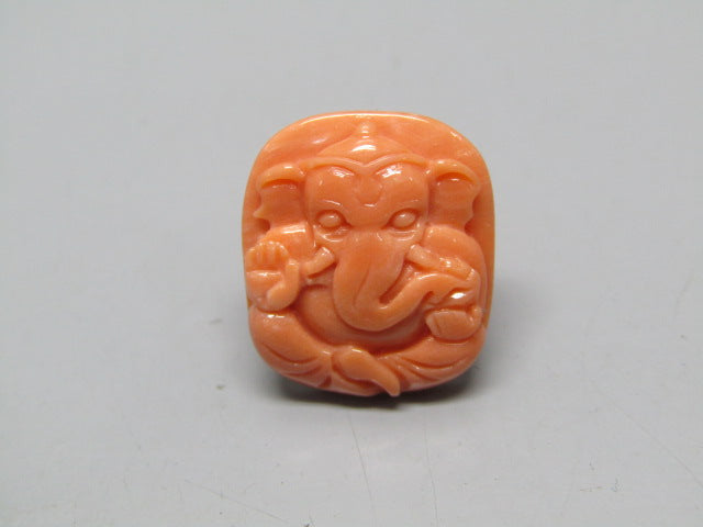 Natural Calcareous Coral 11.73 Ct Japani Carving Ganesh Report No. CSP0033749