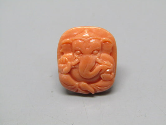 Natural Calcareous Coral 11.73 Ct Japani Carving Ganesh Report No. CSP0033749