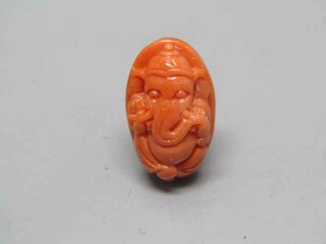 Natural Calcareous Coral 12.23 Ct Japani Carving Ganesh Report No. CSP0033761