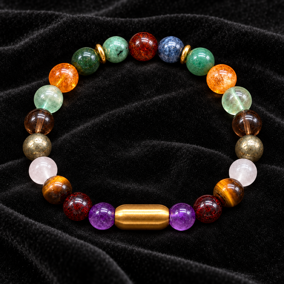 Prosperity & Focus Gemstone Bracelet with Panna, Neelam & Gomed | Lab Certified