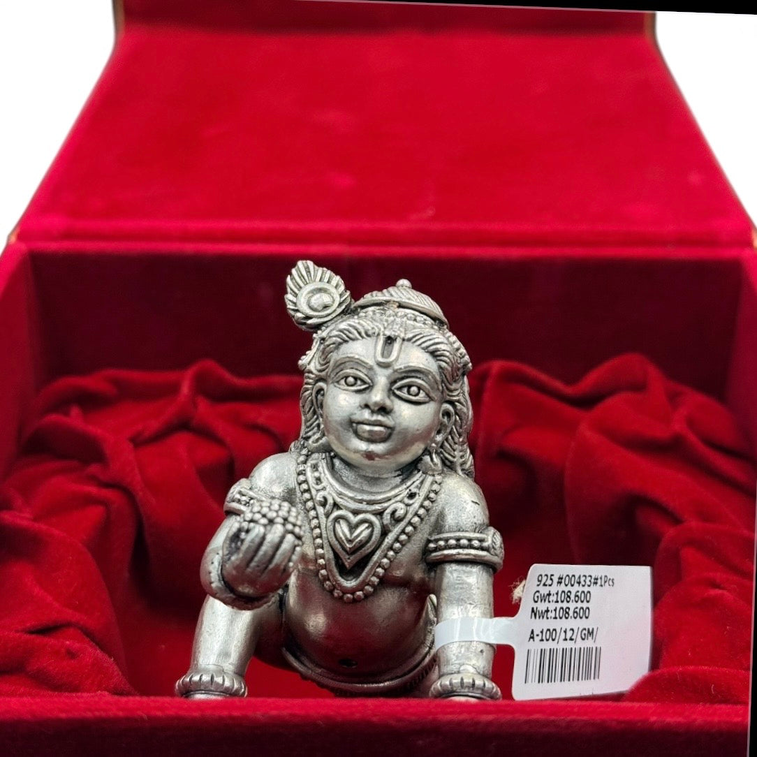 Baby Krishna (Laddoo Gopal) 925 Silver Idol Statue for Home Temples – 108.6 Grams