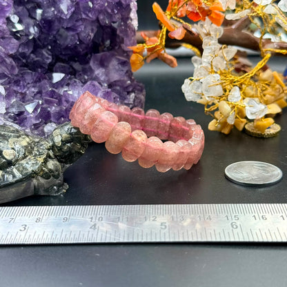 Strawberry Quartz Flat Oval Bead Bracelet (Joy & Emotional Balance)