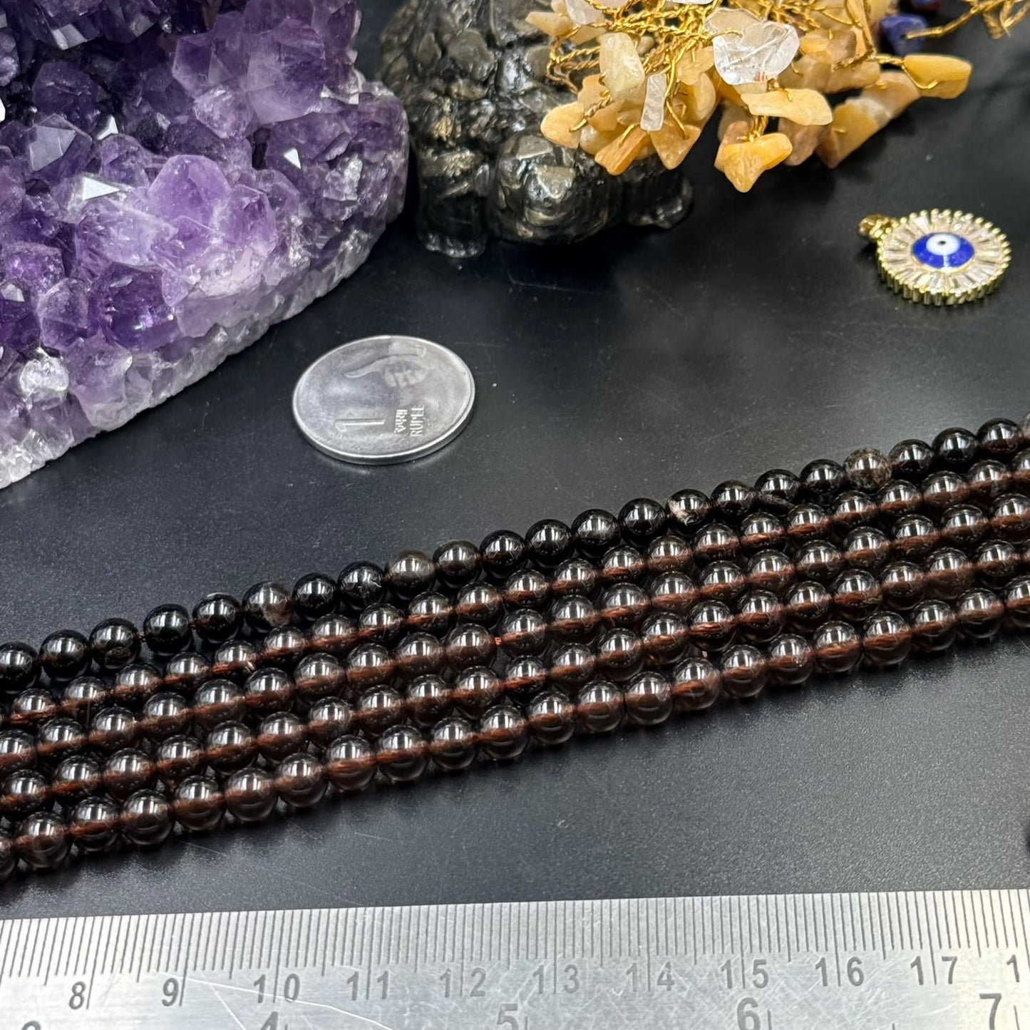 Smoky Quartz Mala & Bracelet (Grounding & Protection)