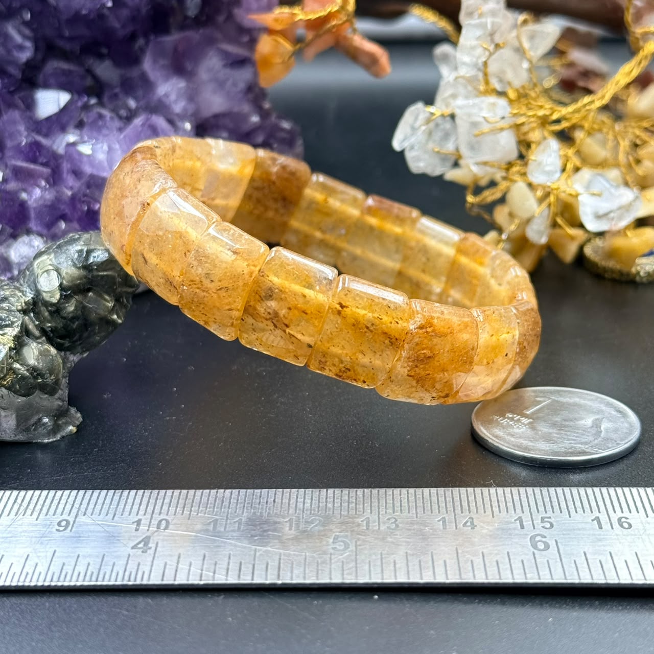 Citrine Oval Flat Curved Bead Bracelet (Abundance & Confidence)