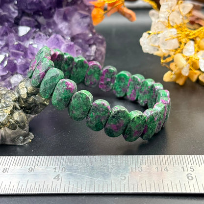 Ruby Zoisite Flat Oval Bead Bracelet (Vitality & Balance)