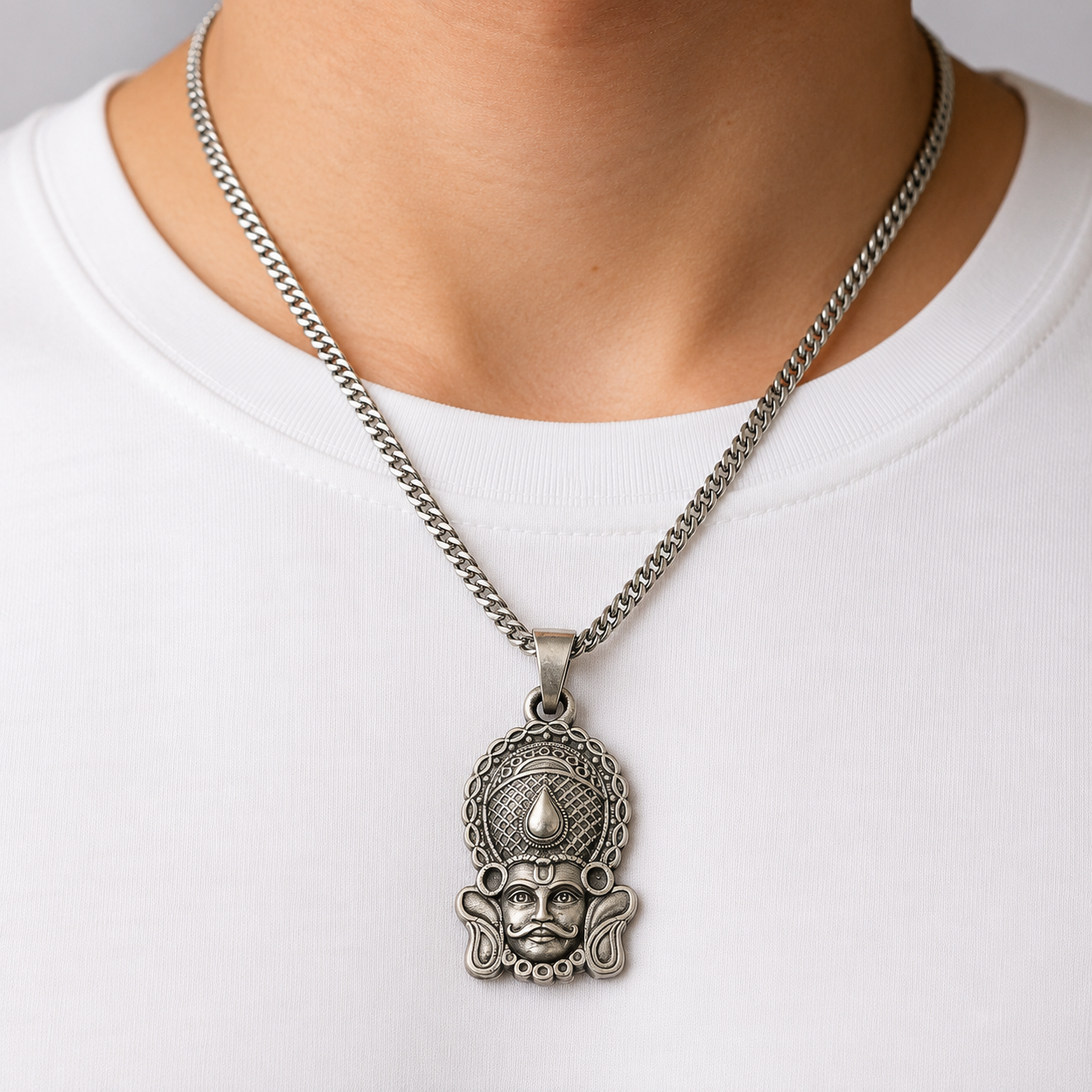 925 Silver Khatu Shyam Ji Crown Face Pendant (Faith, Hope & Divine Support)