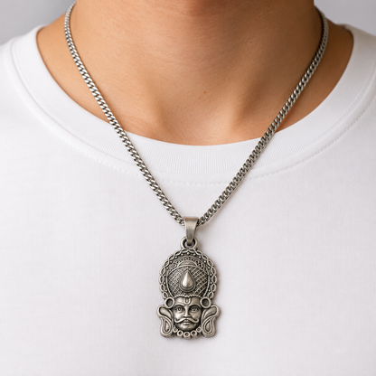 925 Silver Khatu Shyam Ji Crown Face Pendant (Faith, Hope & Divine Support)